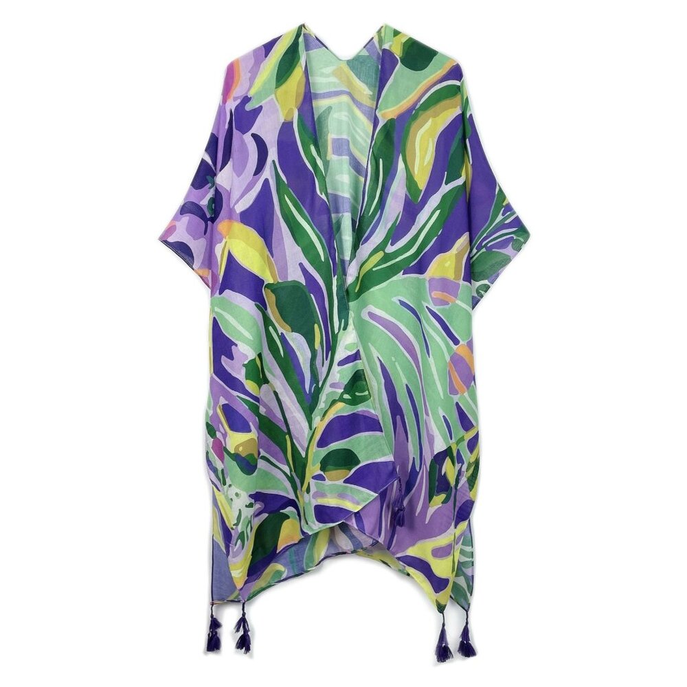 DIONA J FLORAL PRINT KIMONO ONE SIZE COLOR PURPLE
